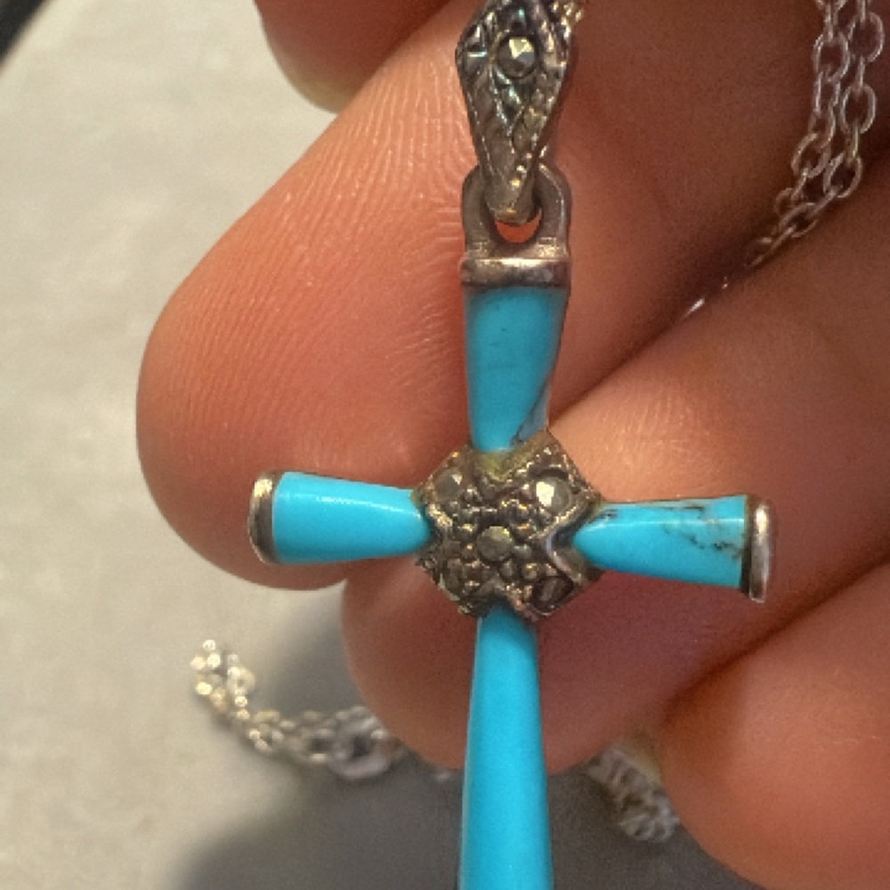 Turquoise Cross Pendant Necklace